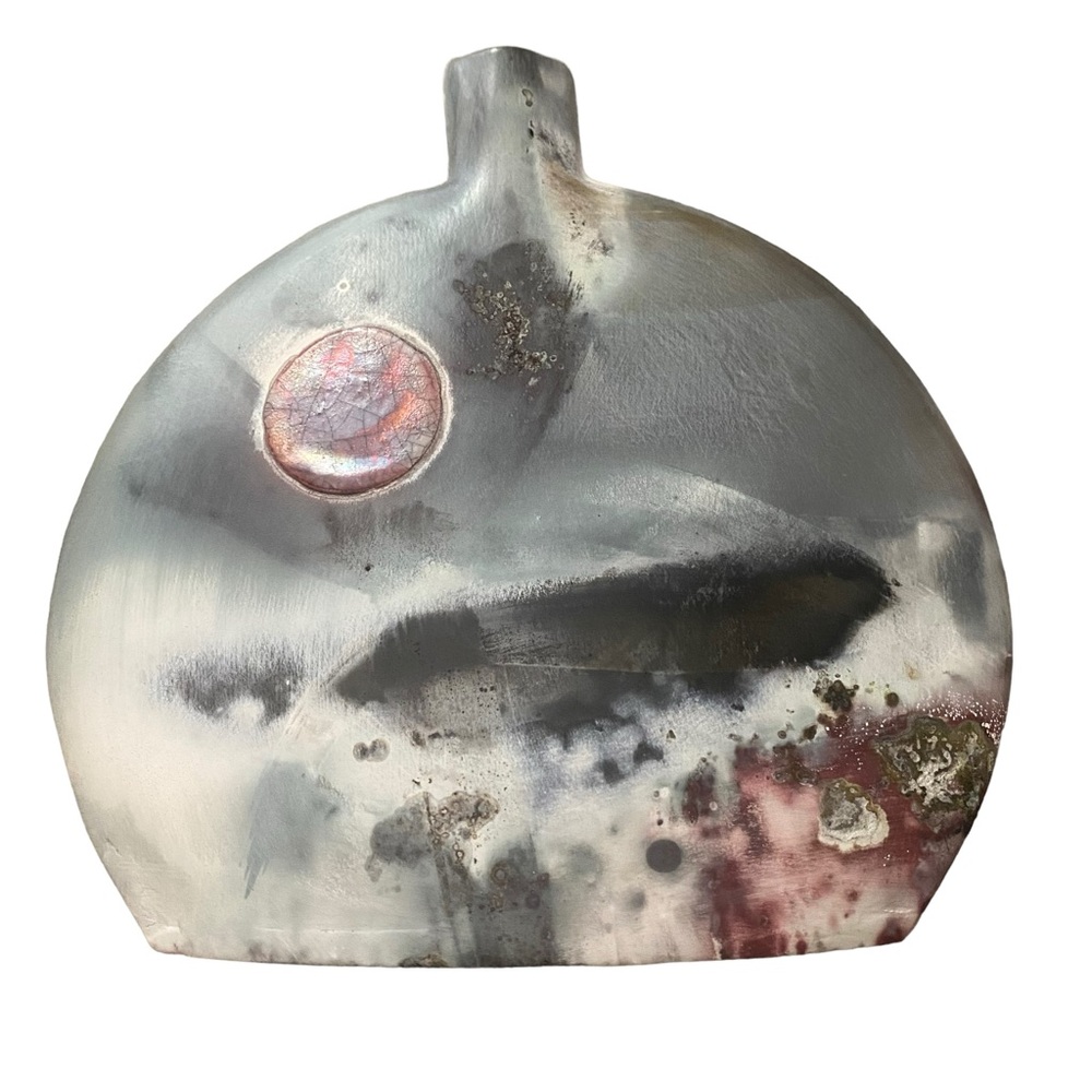 Asian Flattened Decorative Vase
A sculptural glazed ceramic vase
